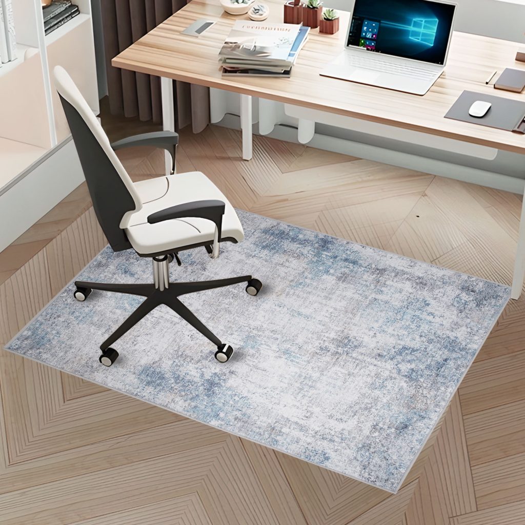 Office Chair Mat for Hardwood Floor, Non-Slip Desk Chair Mat, Gray Blue Abstract